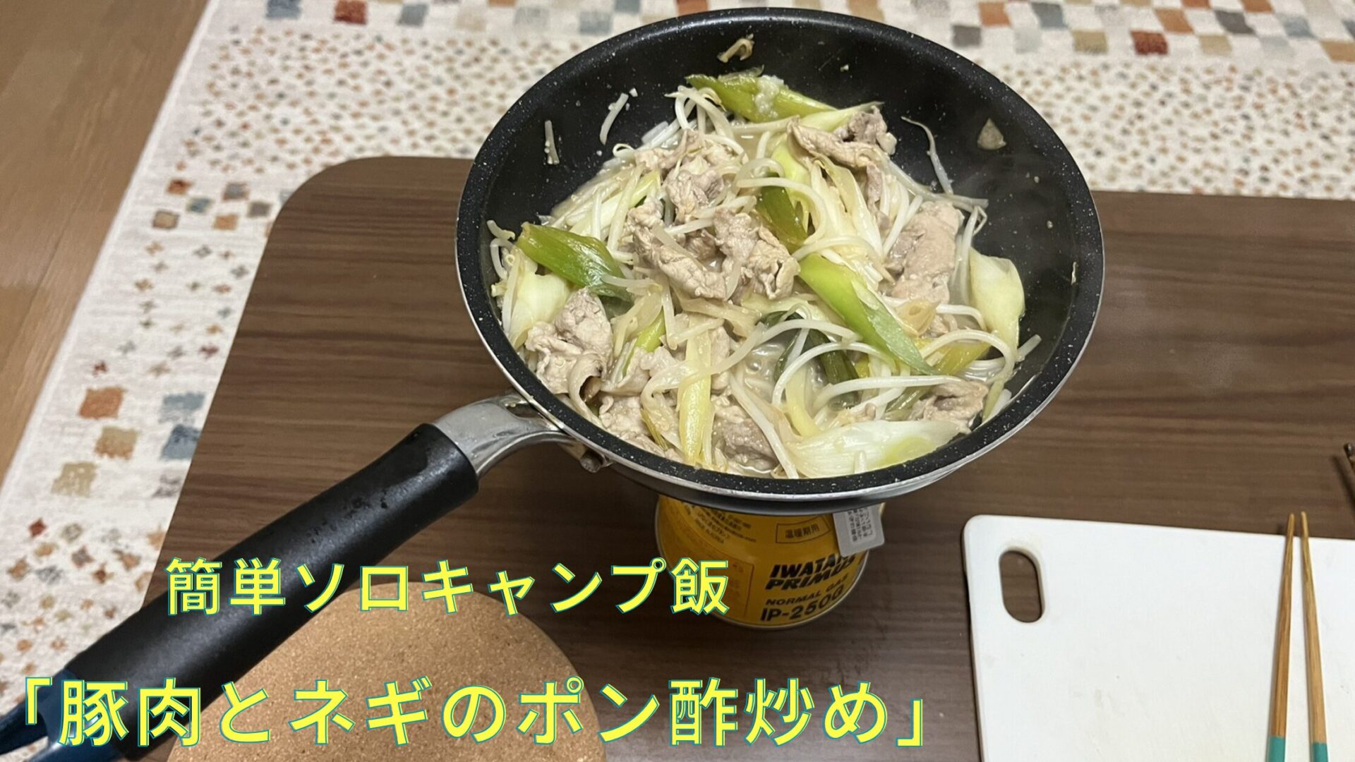 簡単キャンプ飯　「豚肉とネギのポン酢炒め」