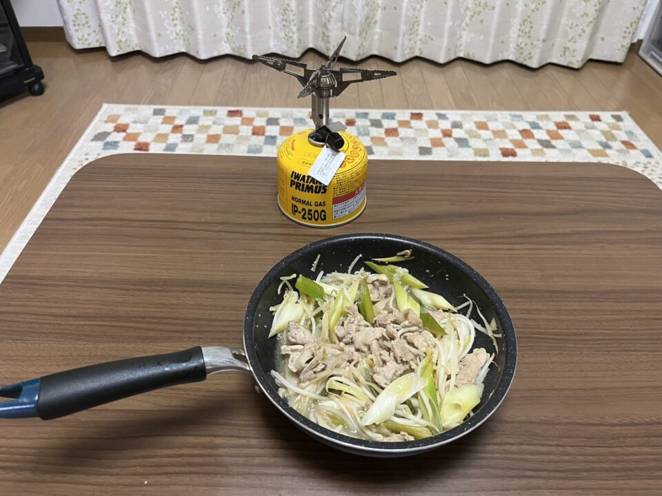 豚肉とネギのポン酢炒め」 完成