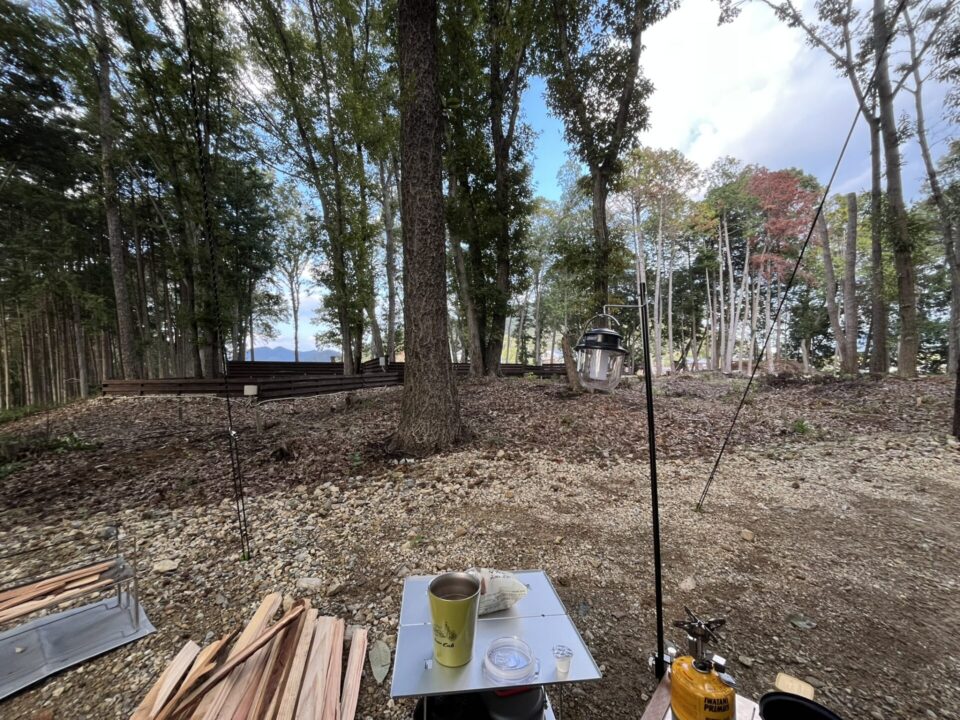 日本のへそ キャンプ場」 ソロサイト S3 コーヒー休憩