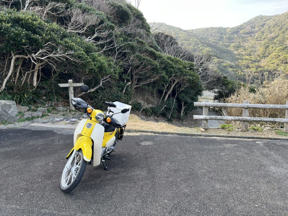 蒲生田岬の駐車場で撮ったスーパーカブ