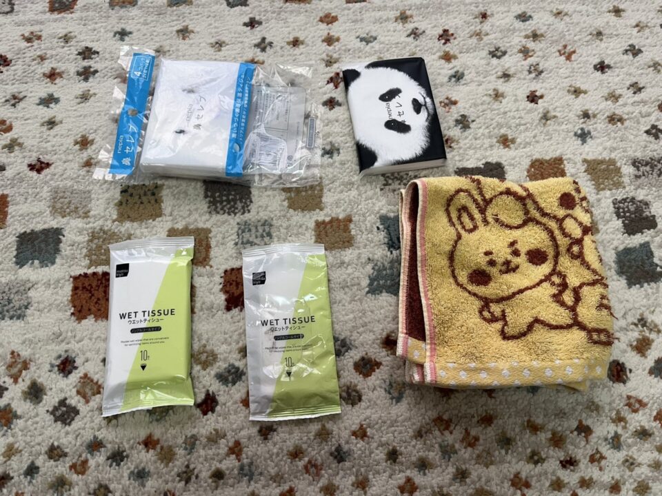 宿泊ツーリング 持ち物 ハンカチ、ティッシュ、ウェットシート